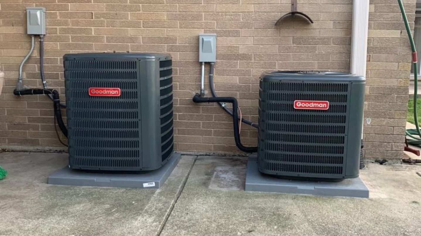 Two Goodman AC Units Installed Outdoors